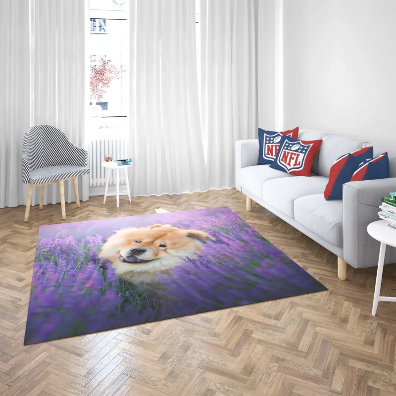 Purple Floral Elegance with Chow Chows Floor Rug 2