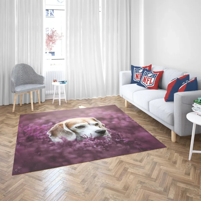 Purple Flower Beauty with Blur: Beagle Floor Rug 2