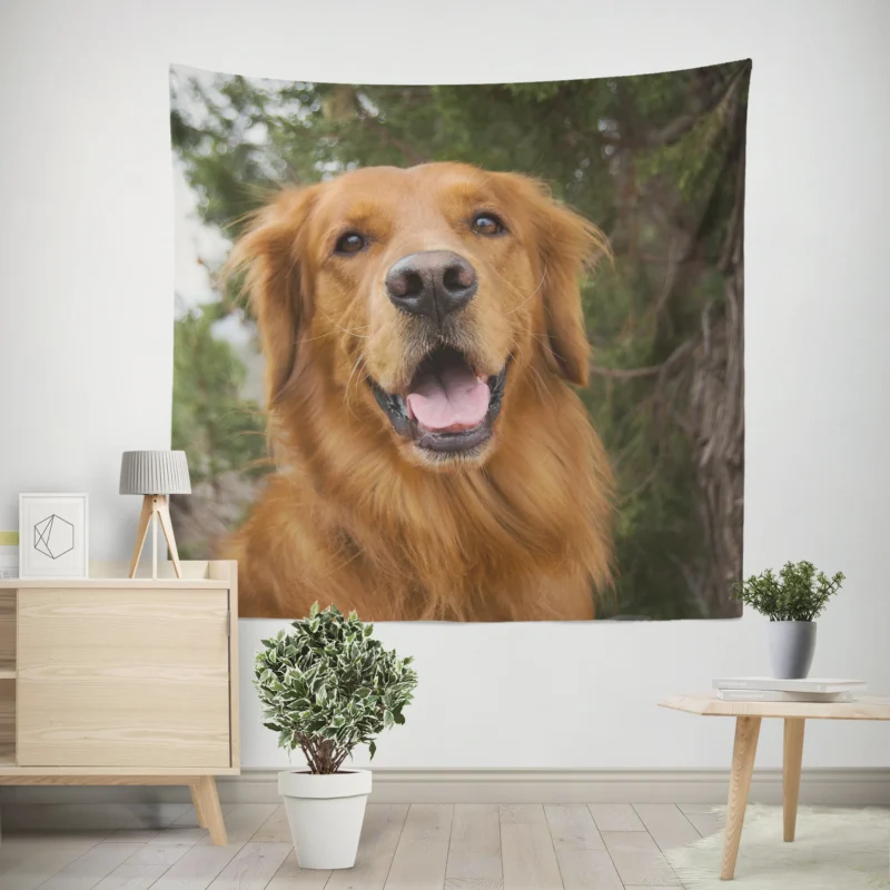 Quadruple Golden Companions  Golden Retrievers Wall Tapestry