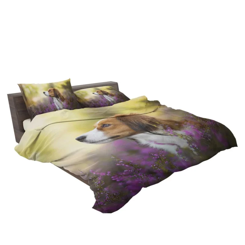 Quartet: Kooikerhondje Bokeh with Purple Flowers Bedding Set 2