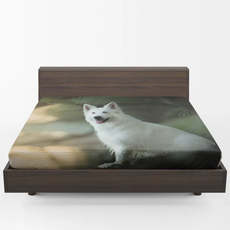 Radiant Depth of Field: White Shepherd Quartet Fitted Sheet 1