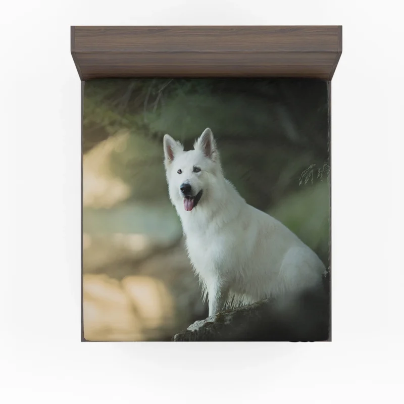 Radiant Depth of Field: White Shepherd Quartet Fitted Sheet