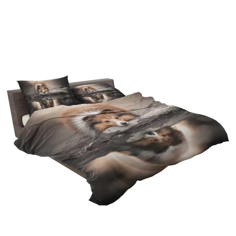 Reflecting in Tranquility: Shetland Sheepdog Quartet Bedding Set 2