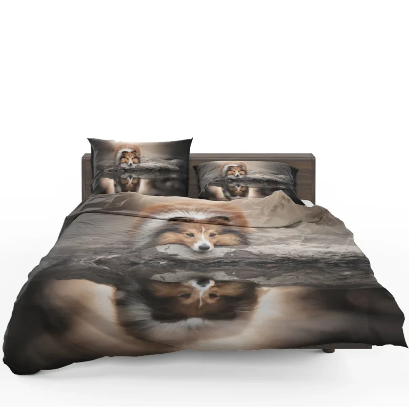 Reflecting in Tranquility: Shetland Sheepdog Quartet Bedding Set