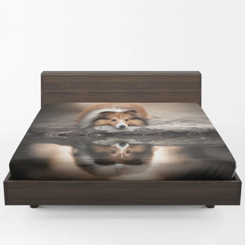 Reflecting in Tranquility: Shetland Sheepdog Quartet Fitted Sheet 1