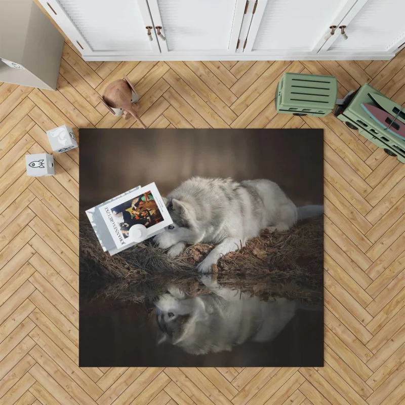 Reflections of Wild Majesty: Wolfdog Quartet Floor Rug