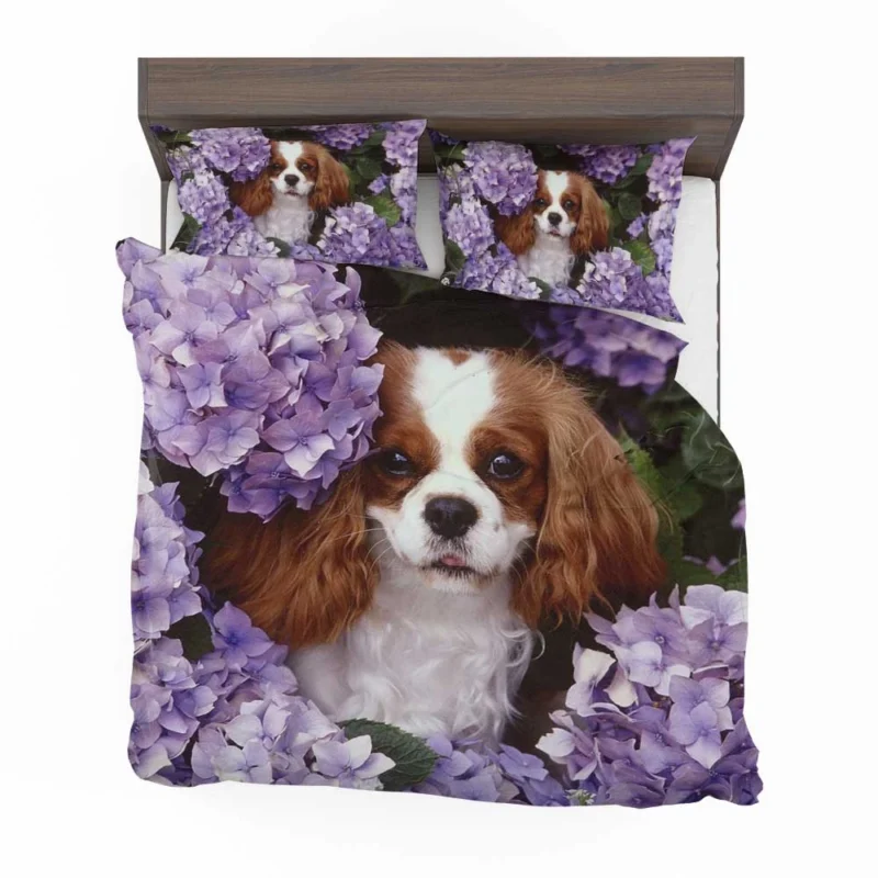 Regal Canine Majesty: King Charles Spaniels Wallpaper Bedding Set 1