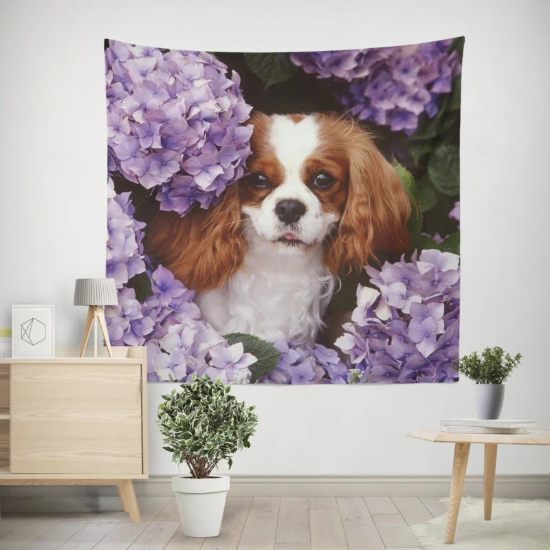 Regal Canine Majesty  King Charles Spaniels Wallpaper Wall Tapestry