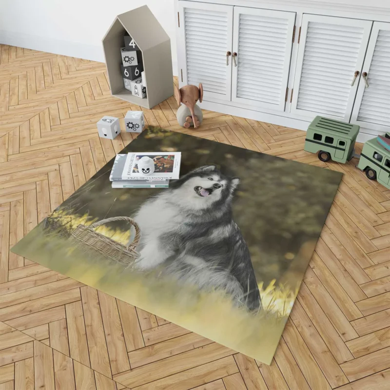 Regal Canine Presence: Alaskan Malamute Quartet Floor Rug 1