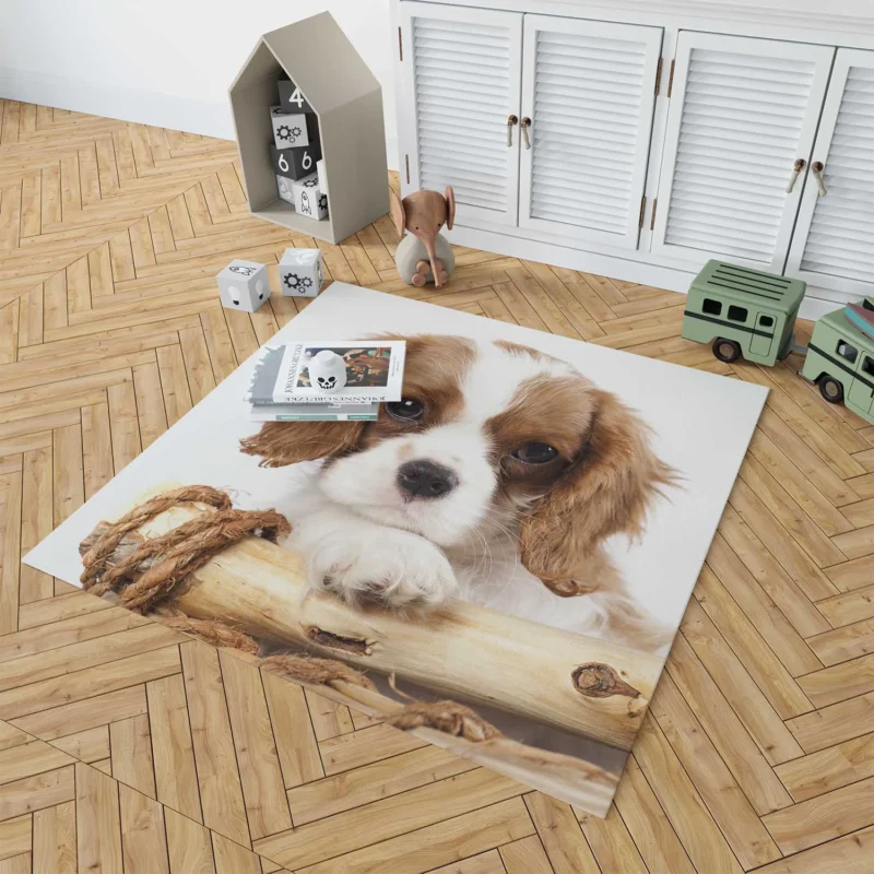 Regal Quartet: King Charles Spaniels in 8k Ultra Floor Rug 1