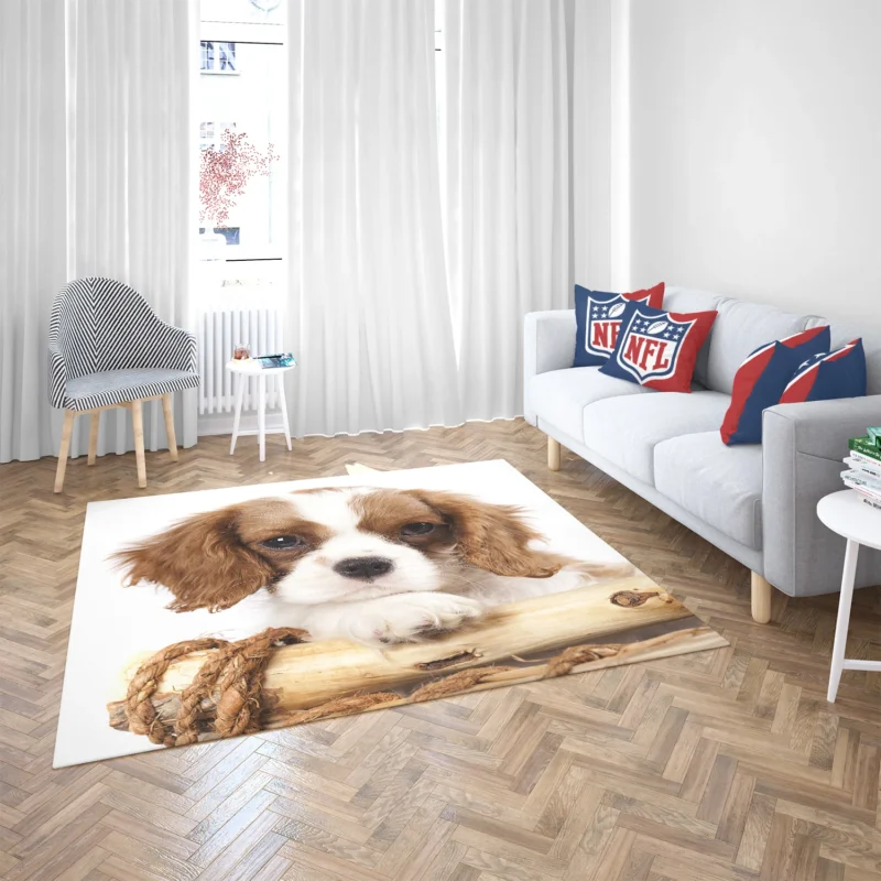 Regal Quartet: King Charles Spaniels in 8k Ultra Floor Rug 2