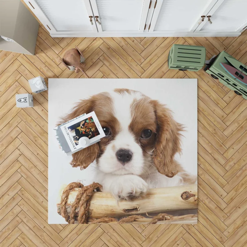 Regal Quartet: King Charles Spaniels in 8k Ultra Floor Rug