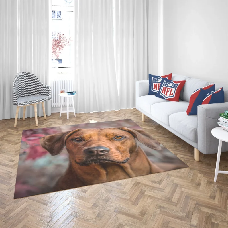 Rhodesian Ridgeback Among Tulips: Quartet Beauty Floor Rug 2