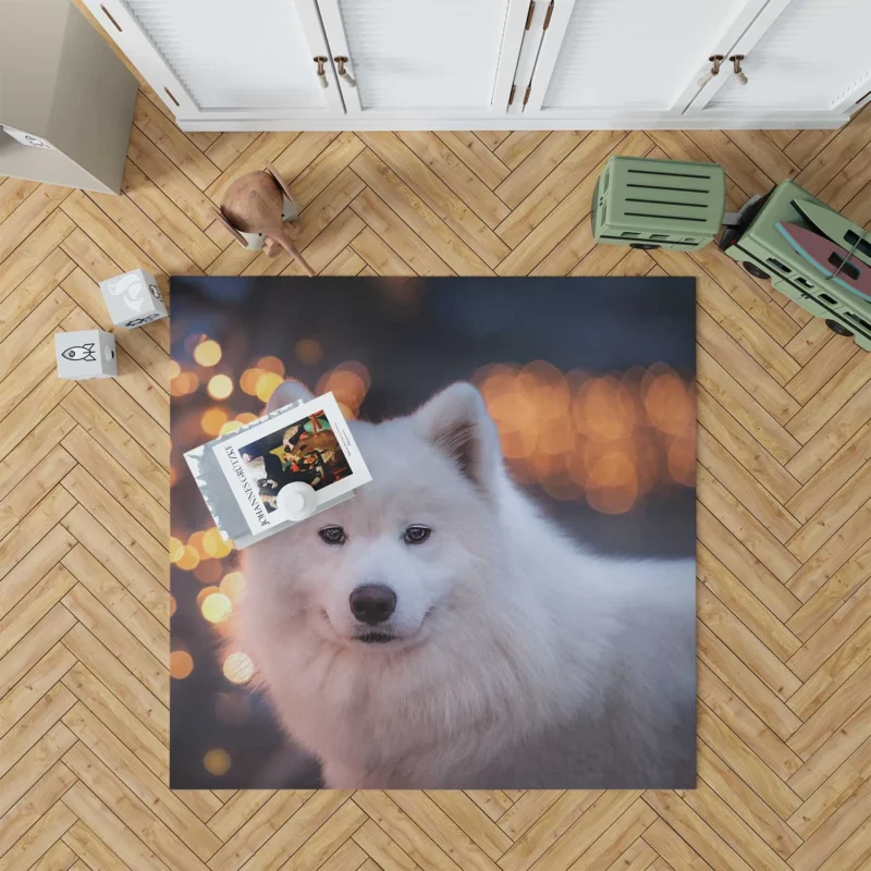 Samoyed Bokeh: Quartet Floor Rug