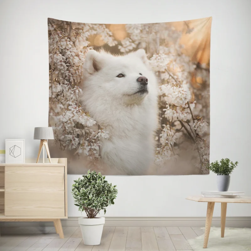 Samoyed Elegance  Quartet Wall Tapestry