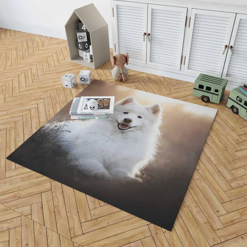 Samoyed Playful Charm: Quartet Floor Rug 1