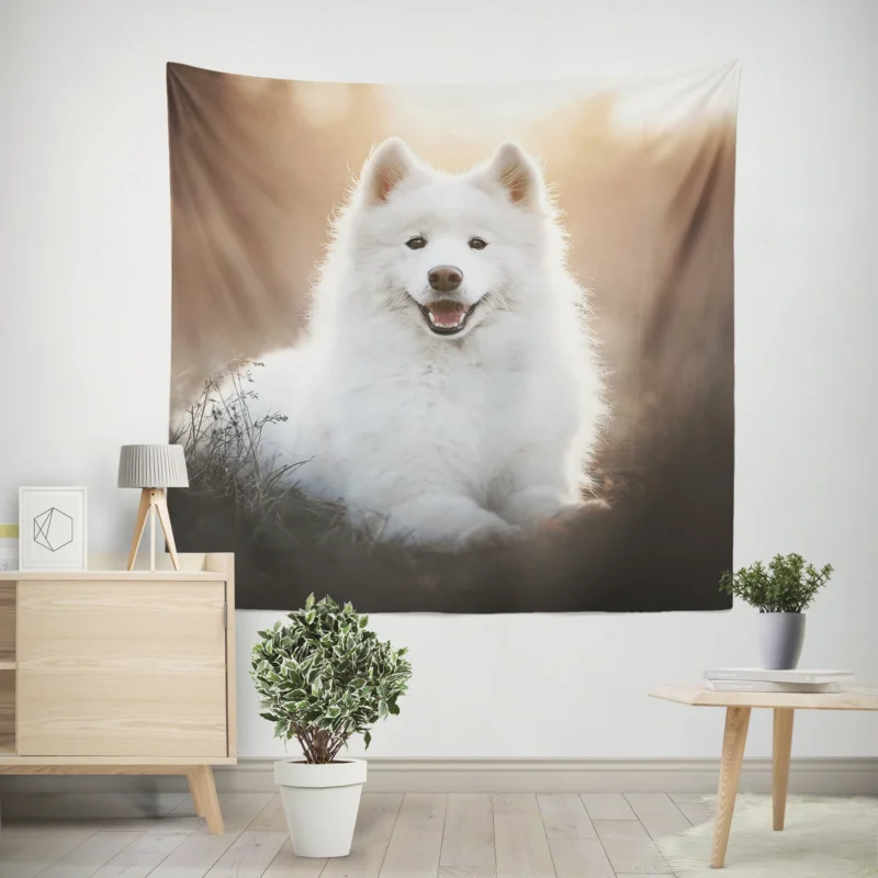 Samoyed Playful Charm  Quartet Wall Tapestry