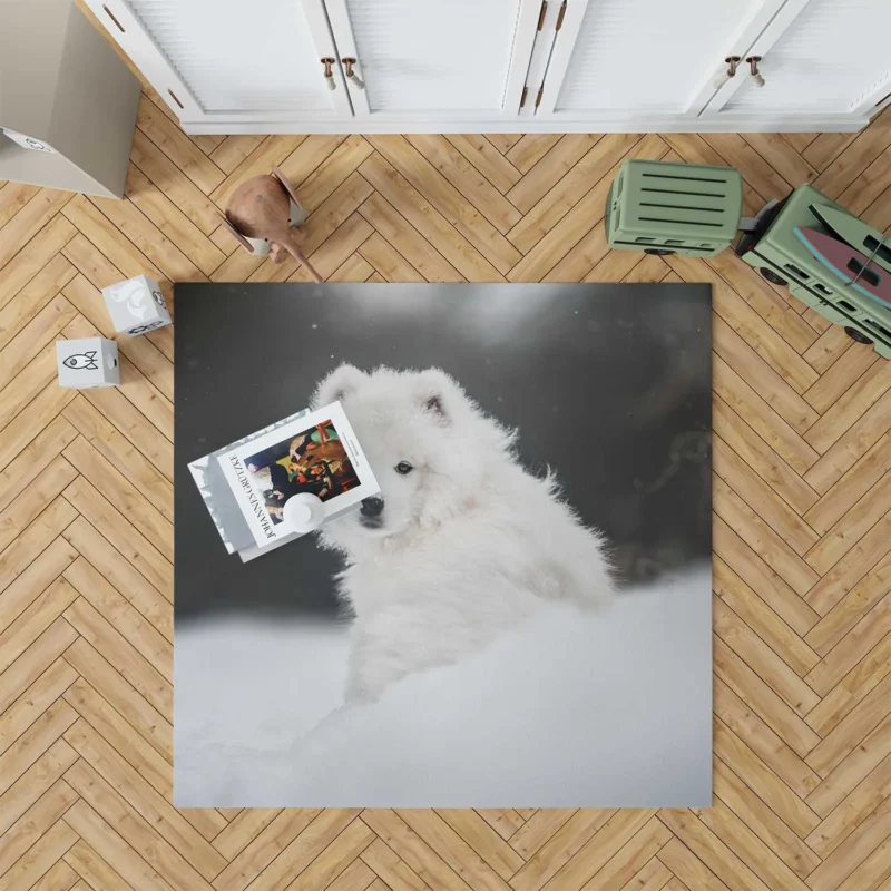 Samoyed in the Snow: Quartet Floor Rug