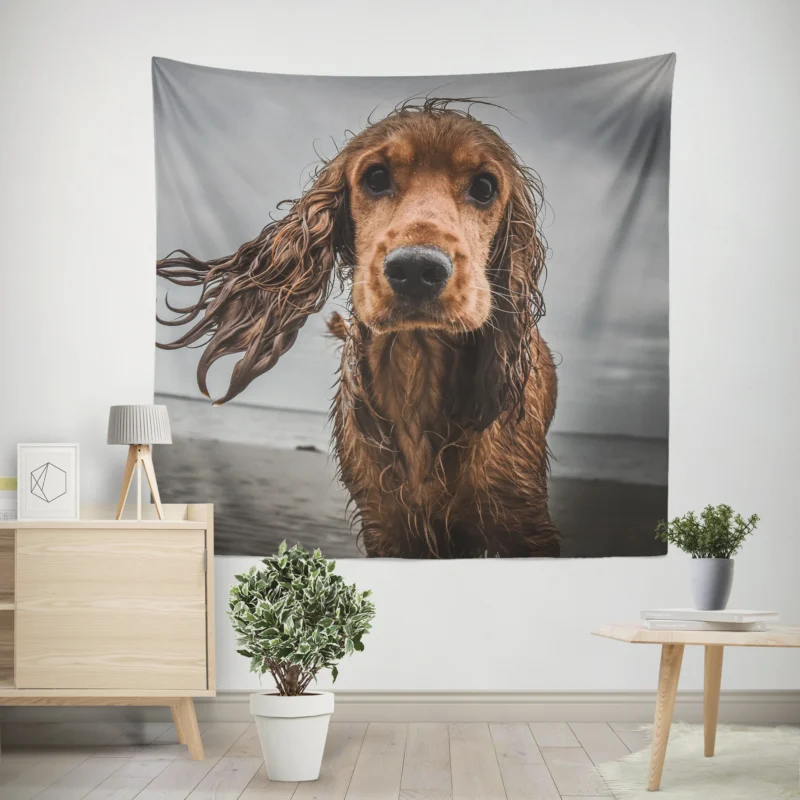 Sandy Beach Muzzle  Cocker Spaniel Quartet Wall Tapestry