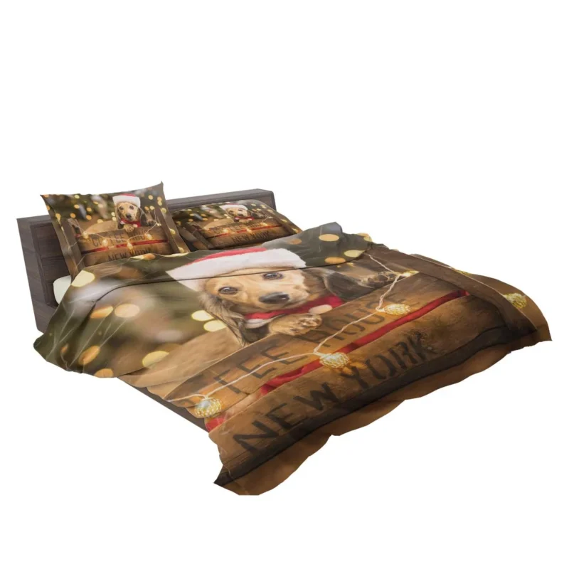 Santa Hat Dachshund Pup in a Box: Dachshund Quartet Bedding Set 2