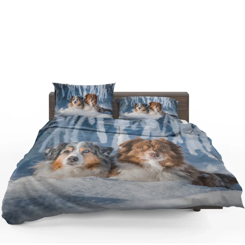 Snowy Adventures: Australian Shepherd Bedding Set