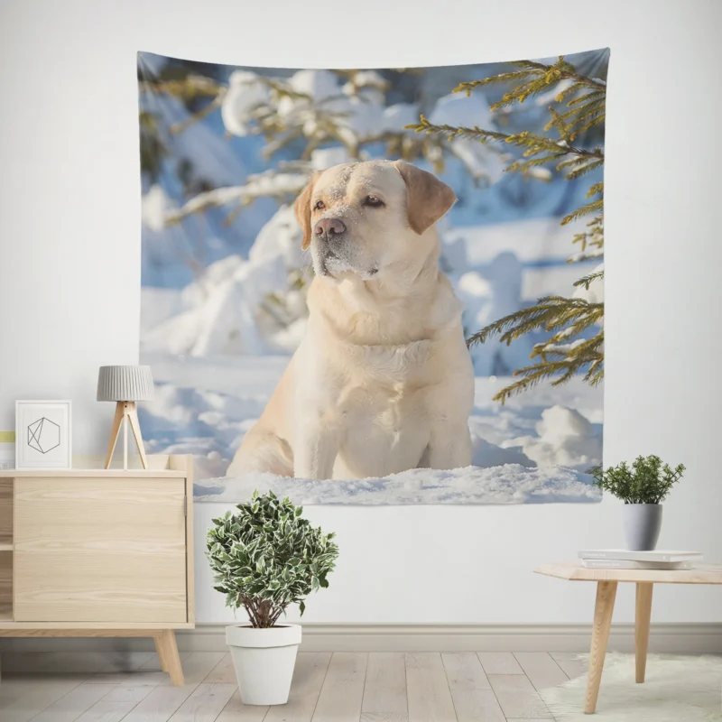 Snowy Beauty  Labrador Winter Quartet Wall Tapestry