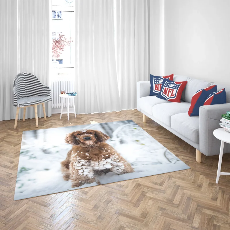 Snowy Playtime with Cocker Spaniels Floor Rug 2