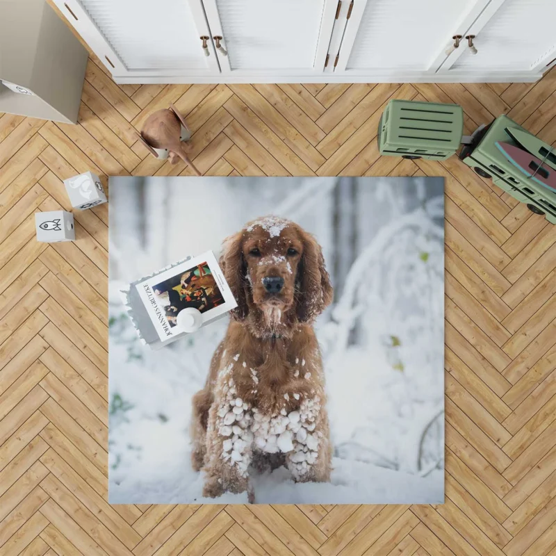 Snowy Playtime with Cocker Spaniels Floor Rug