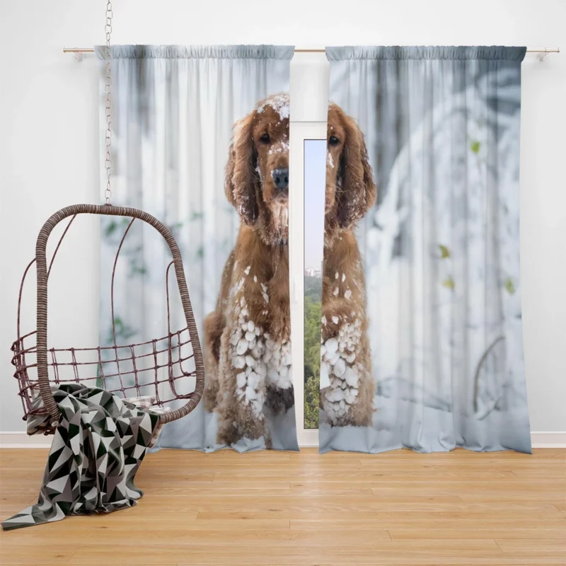 Snowy Playtime with Cocker Spaniels Window Curtain