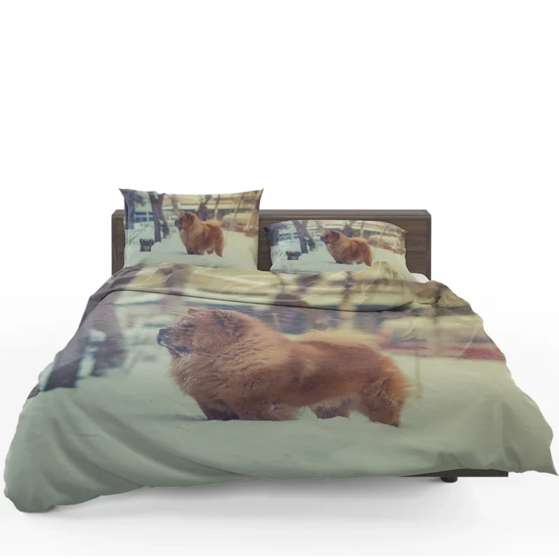 Snowy Serenity with Chow Chows Bedding Set