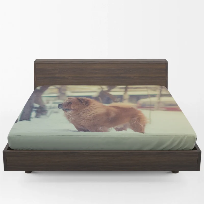 Snowy Serenity with Chow Chows Fitted Sheet 1