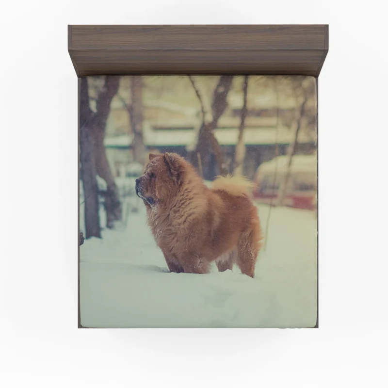 Snowy Serenity with Chow Chows Fitted Sheet