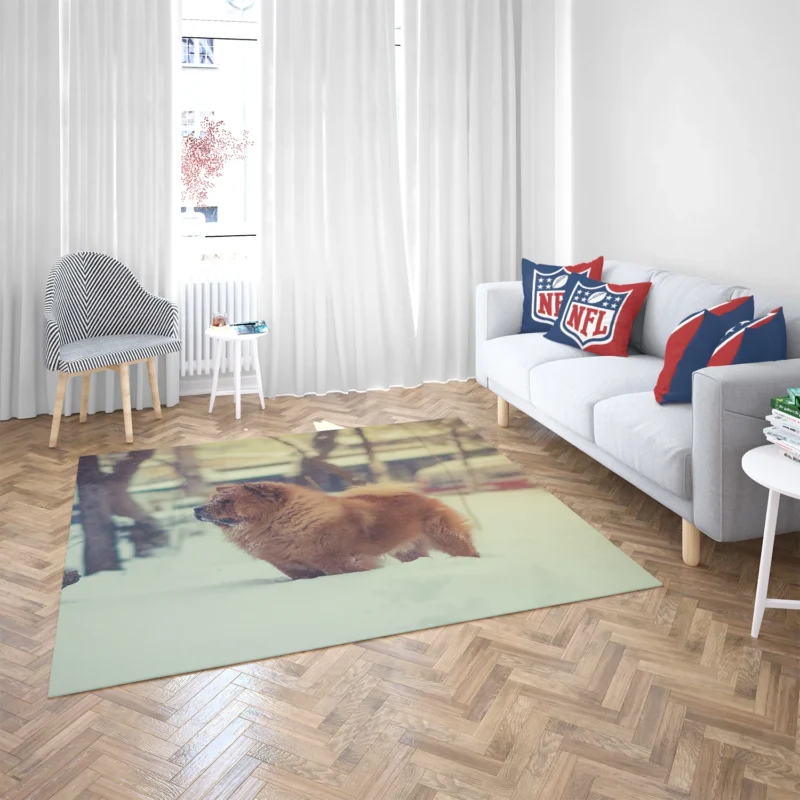 Snowy Serenity with Chow Chows Floor Rug 2