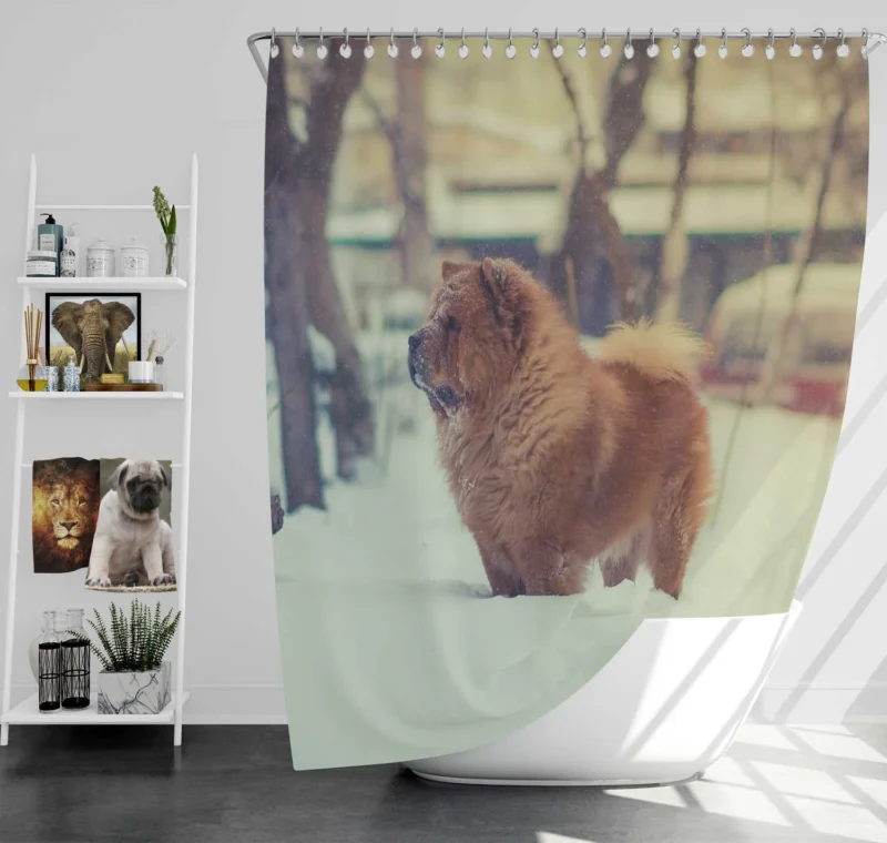 Snowy Serenity with Chow Chows Shower Curtain