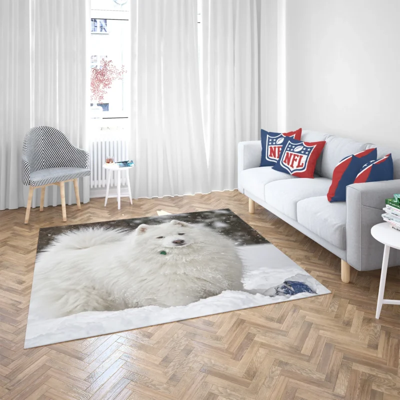 Snowy Wonderland: Samoyed Quartet Floor Rug 2