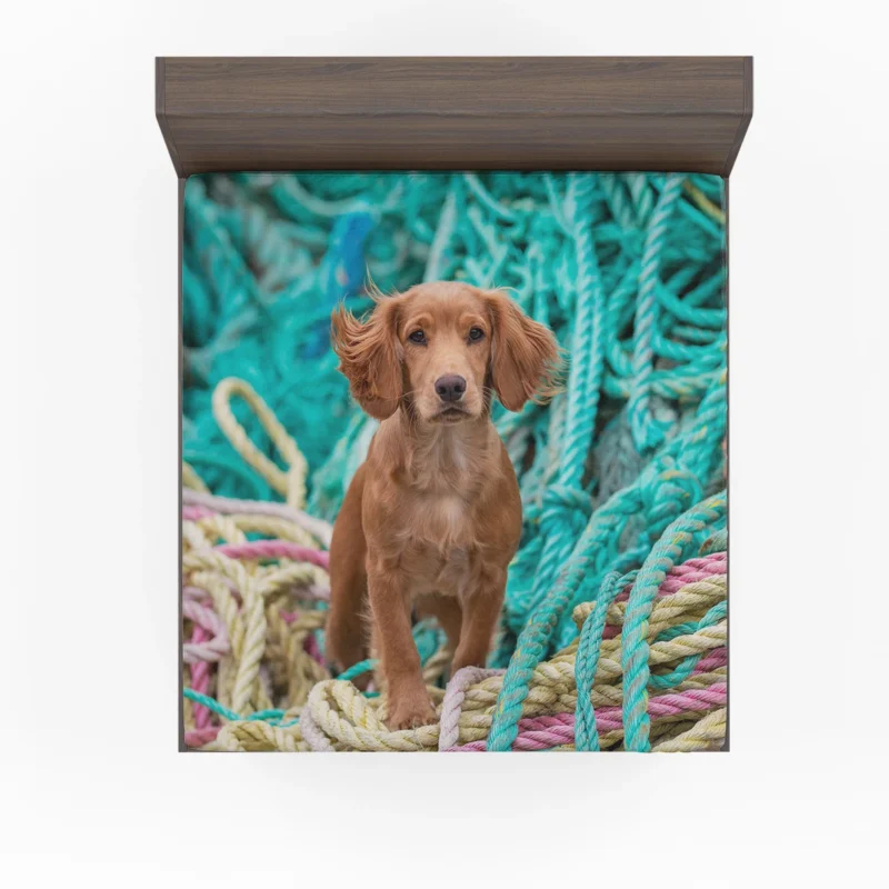 Spaniel Quartet with Rope Elements Fitted Sheet