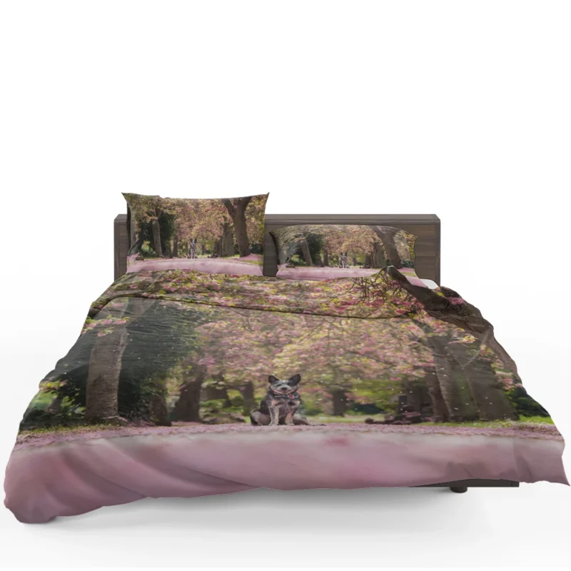 Spring Blossoms in Depth of Field: Australian Cattle Dog Bedding Set