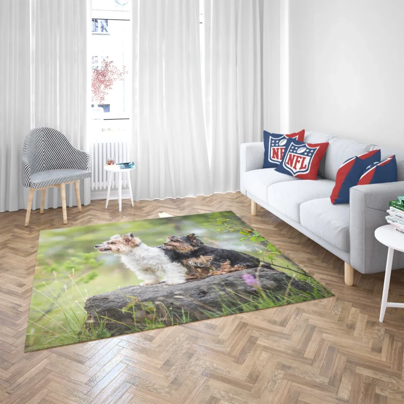 Sweet and Tiny: Yorkshire Terrier Quartet Floor Rug 2