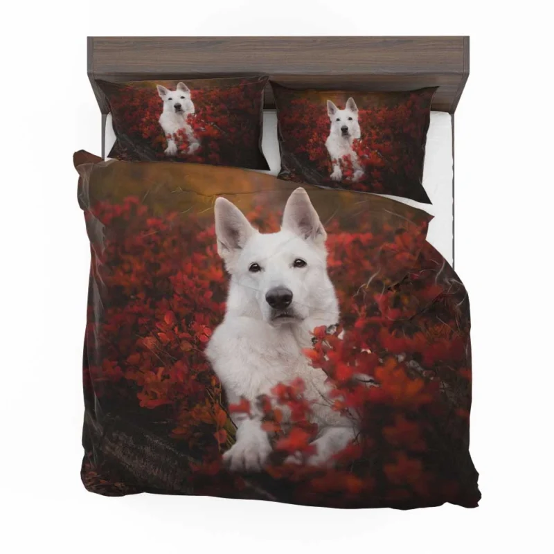 The Elegant Brave White Shepherd: Berger Blanc Suisse Bedding Set 1