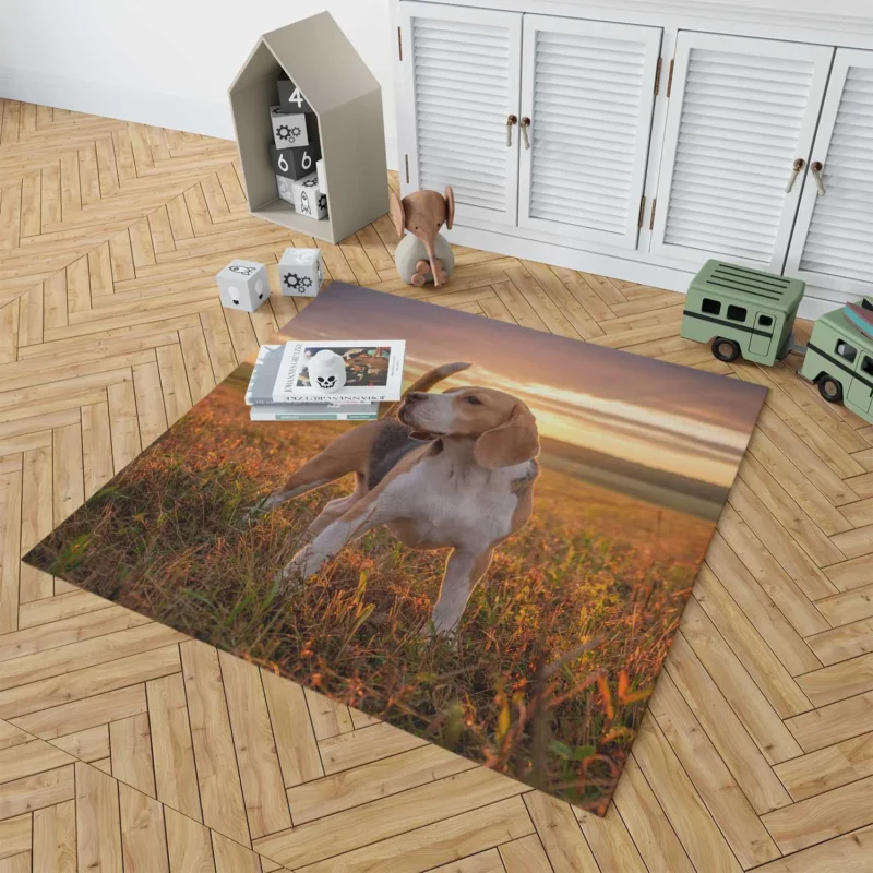 The Energetic and Friendly Beagle: Beagle Floor Rug 1