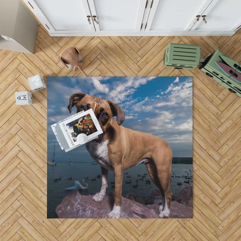 The Intense Stare of Boxer (Dog): Boxer Floor Rug