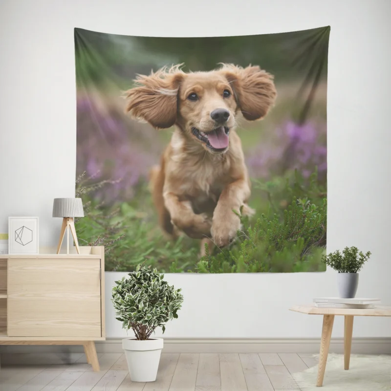 Timeless Elegance  Splendid Spaniel Quartet Wall Tapestry