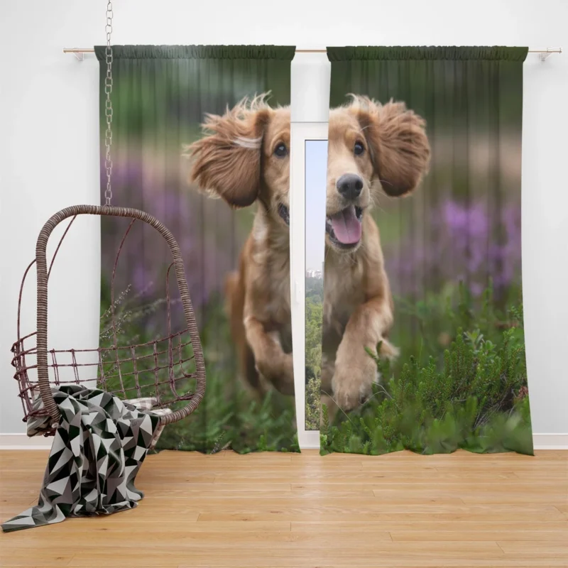 Timeless Elegance: Splendid Spaniel Quartet Window Curtain