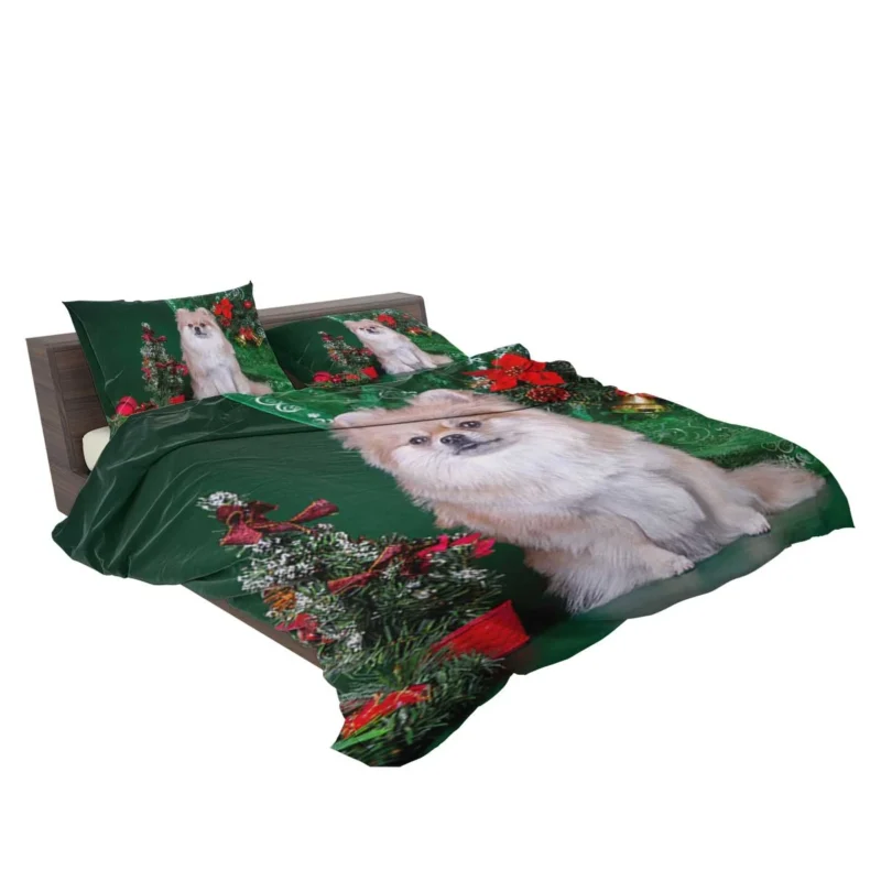 Tree Poms: Pomeranian Christmas Quartet Bedding Set 2