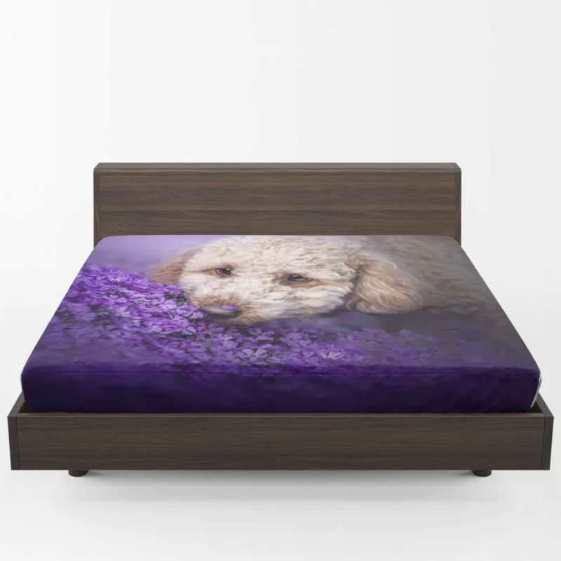 Vibrant Blooms: Poodle Quartet Fitted Sheet 1