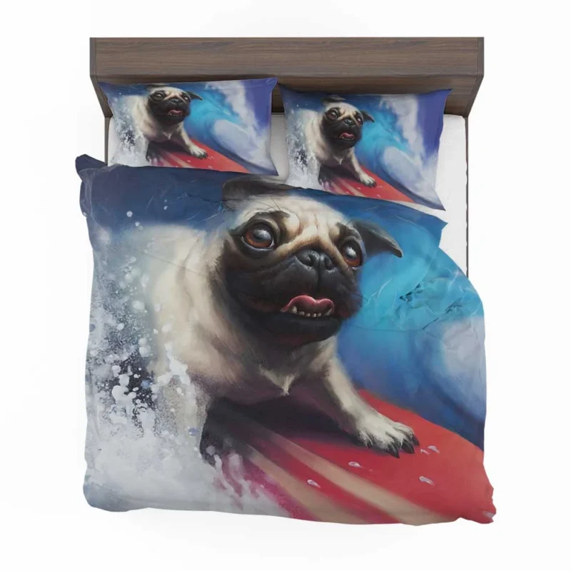 Wave Riding Pugs: Pug Surfing Quartet Bedding Set 1