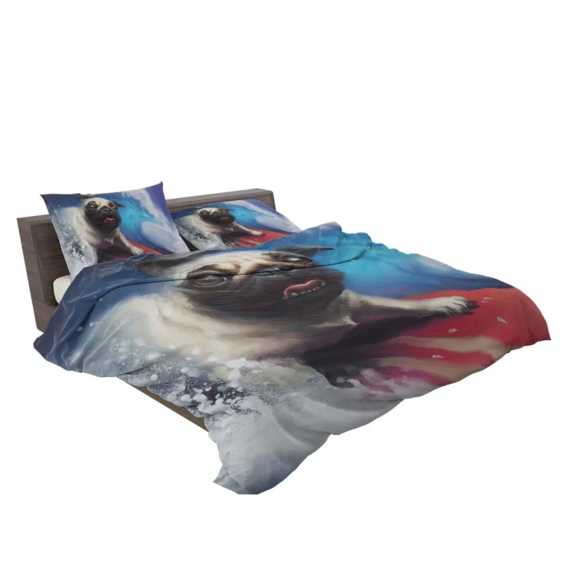 Wave Riding Pugs: Pug Surfing Quartet Bedding Set 2