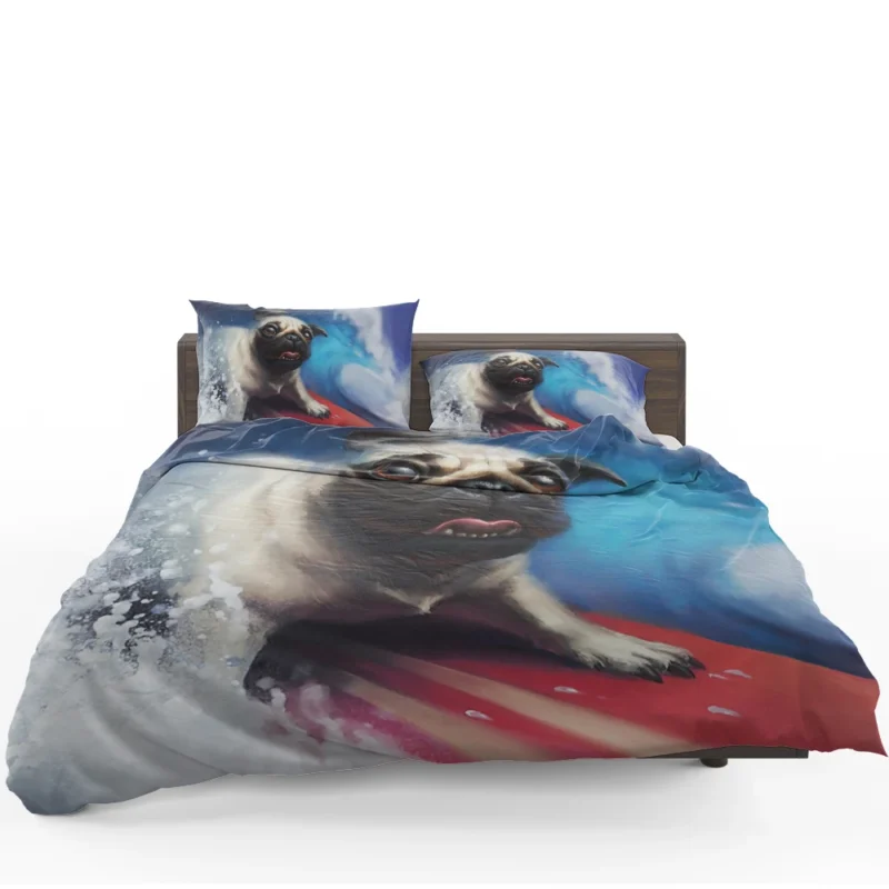 Wave Riding Pugs: Pug Surfing Quartet Bedding Set