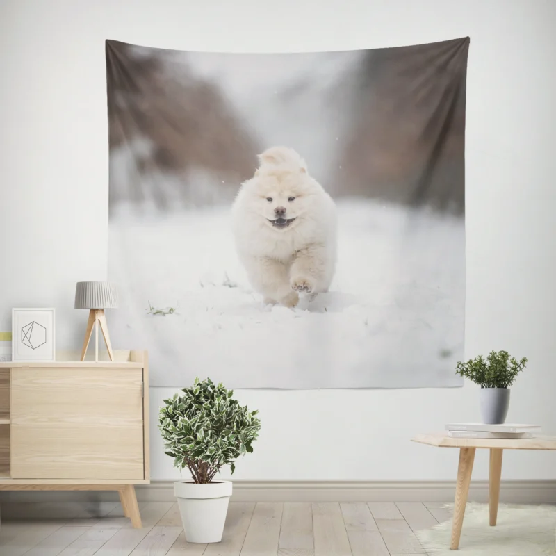 Winter Bauble  Chow Chow Puppies Wall Tapestry