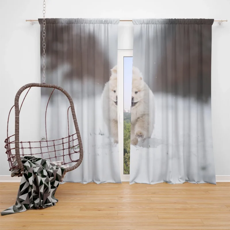 Winter Bauble: Chow Chow Puppies Window Curtain